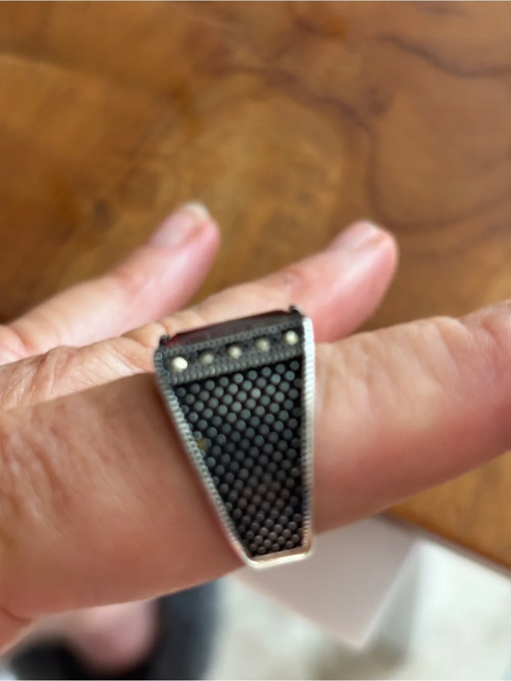 Men's Silver Ring with Rectangular Garnet and marchasite details sz 9